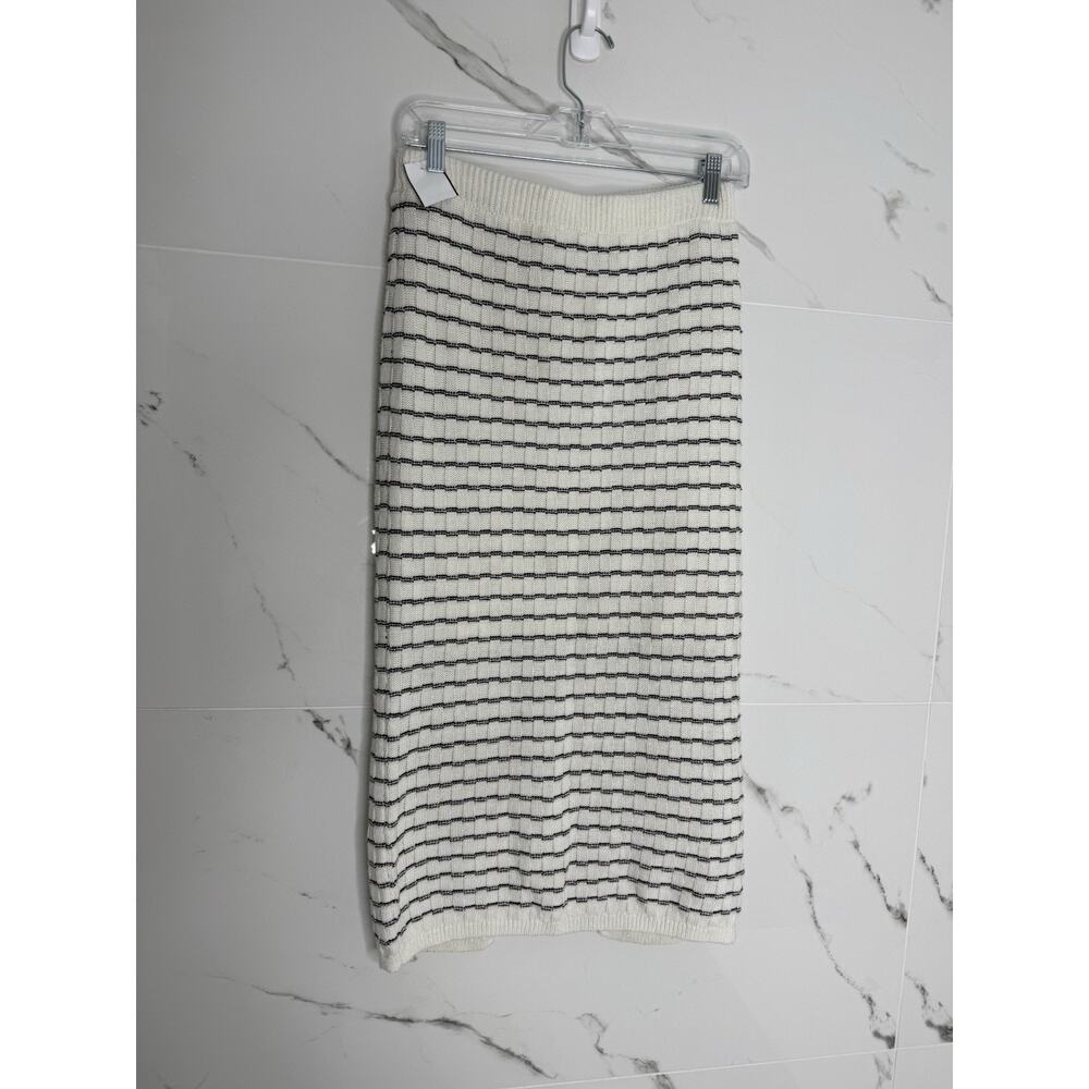 Urban Outfitters Cream and Black Striped Knit Pencil Skirt